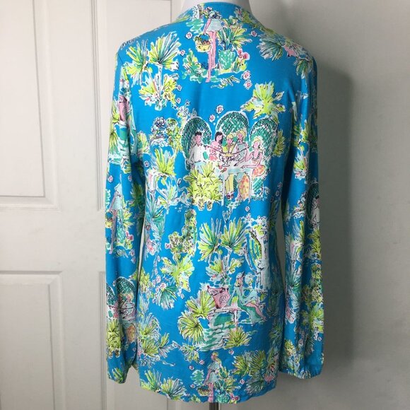 Lilly Pulitzer 24965 Mandy V Neck Jungle Toile Glam Tunic Shirt Size Medium - Picture 12 of 16